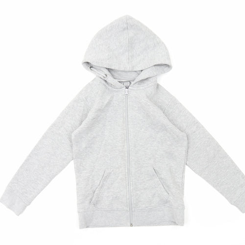 Fluid Boys Grey Cotton Full Zip Hoodie Size 7-8 Years Zip