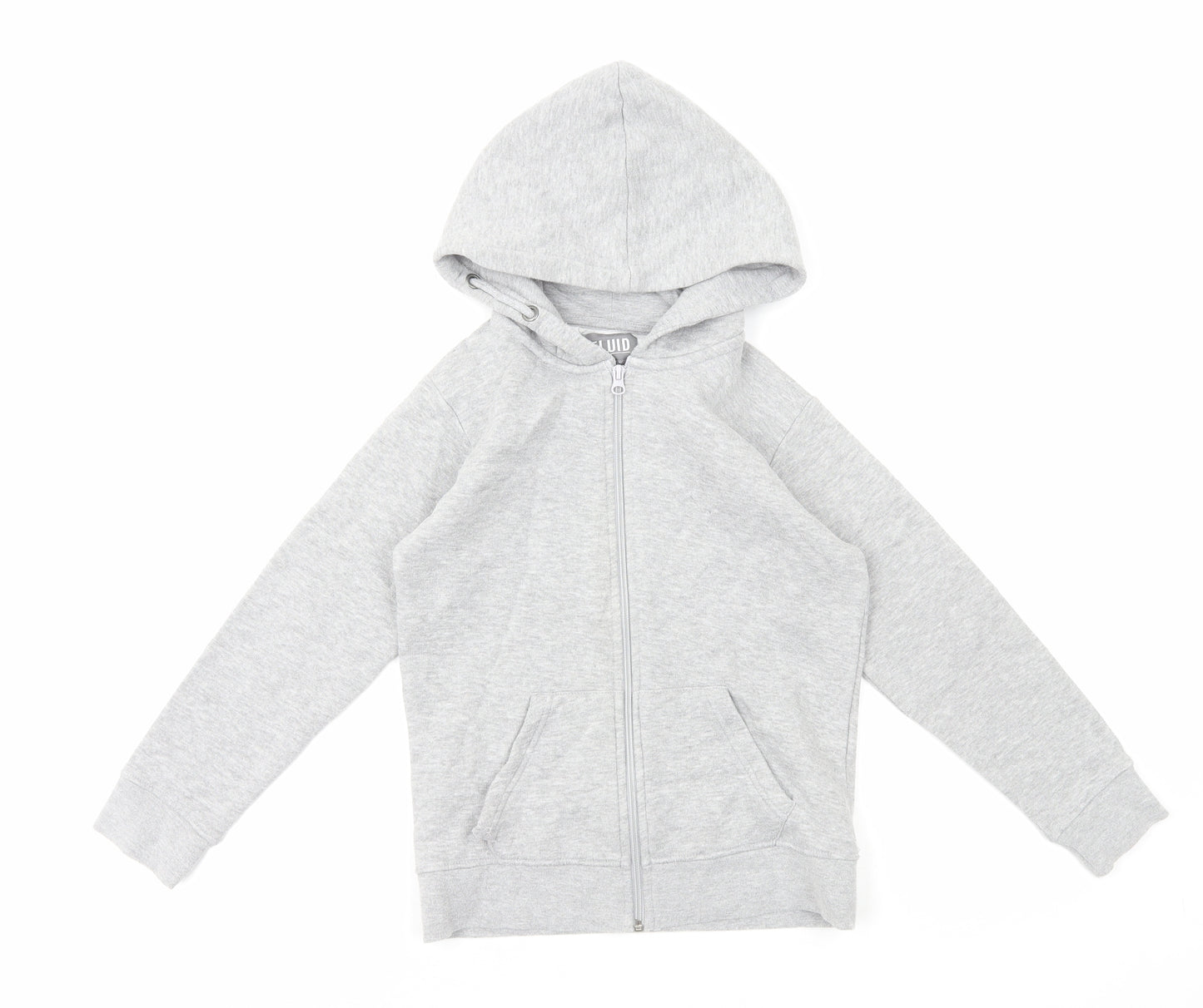 Fluid Boys Grey Cotton Full Zip Hoodie Size 7-8 Years Zip