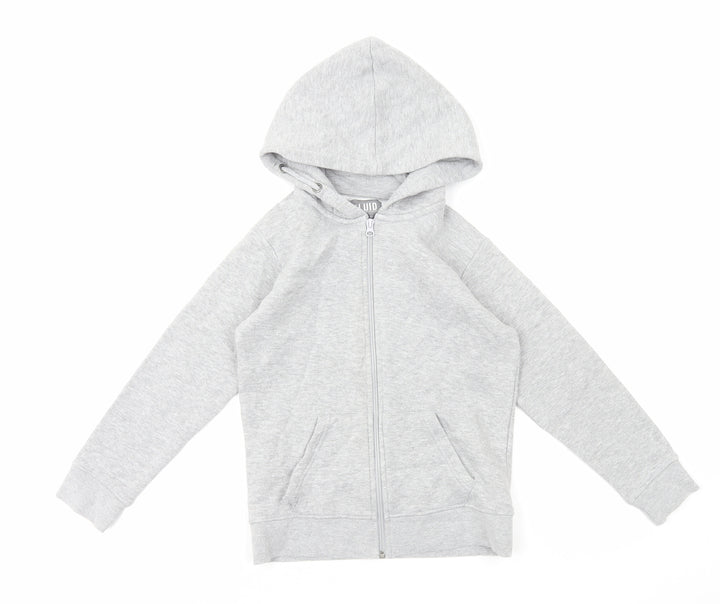 Fluid Boys Grey Cotton Full Zip Hoodie Size 7-8 Years Zip