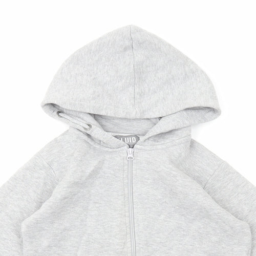 Fluid Boys Grey Cotton Full Zip Hoodie Size 7-8 Years Zip