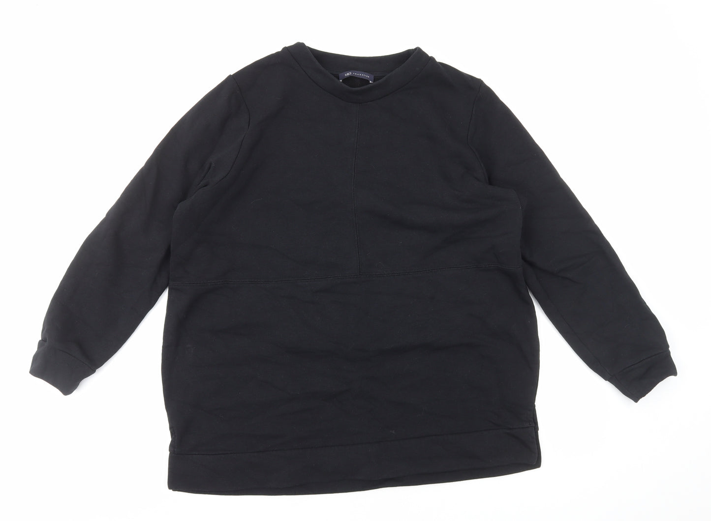 Marks and Spencer Womens Black Cotton Pullover Sweatshirt Size L Pullover