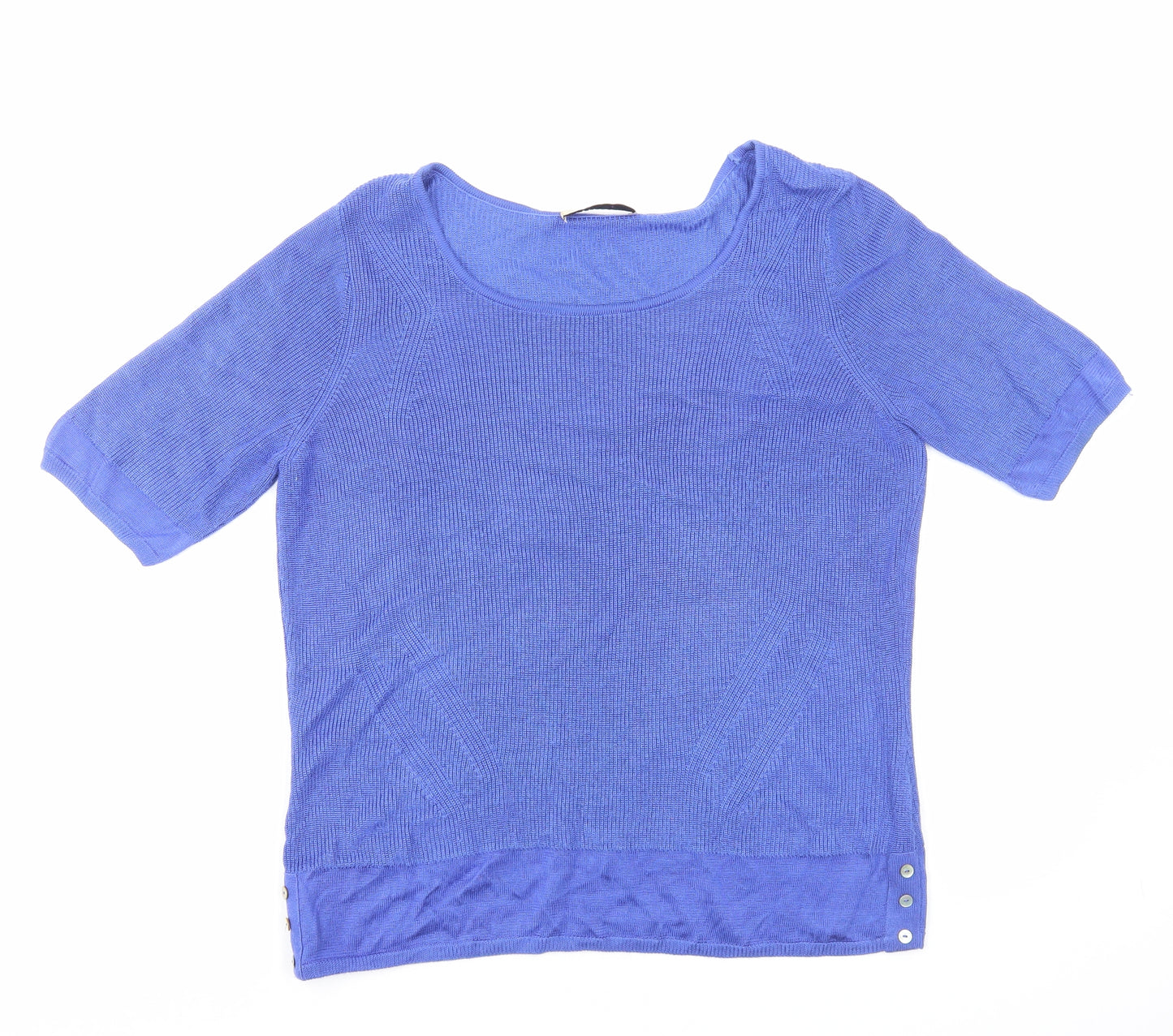 Per Una Womens Blue Viscose Basic T-Shirt Size 14 Round Neck