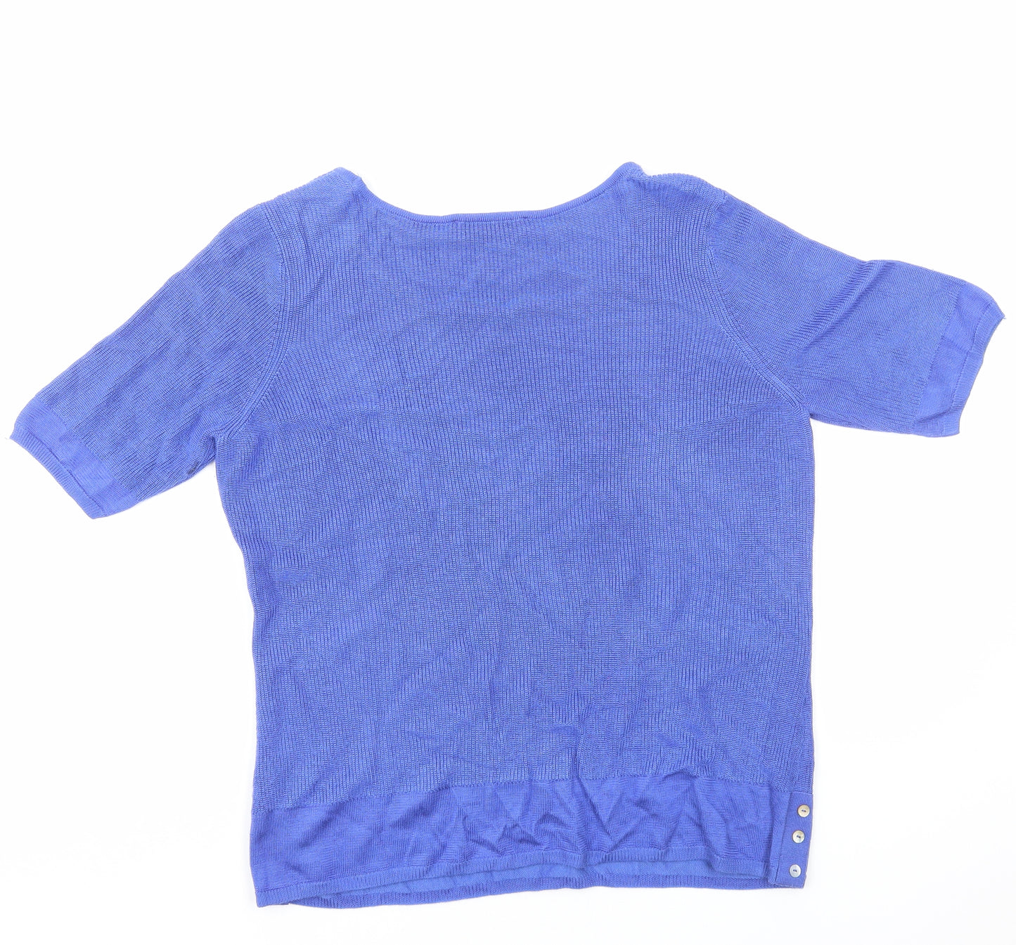 Per Una Womens Blue Viscose Basic T-Shirt Size 14 Round Neck