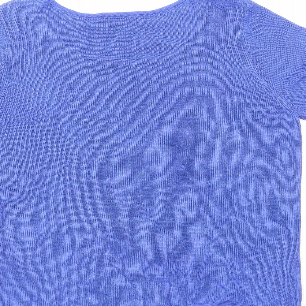 Per Una Womens Blue Viscose Basic T-Shirt Size 14 Round Neck
