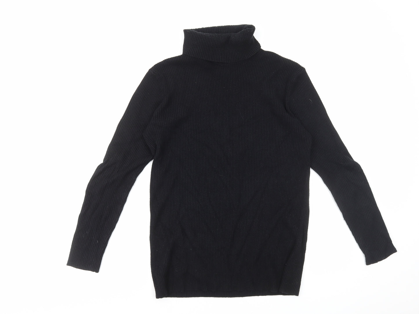 Coodrony Womens Black Roll Neck Cotton Pullover Jumper Size 2XL