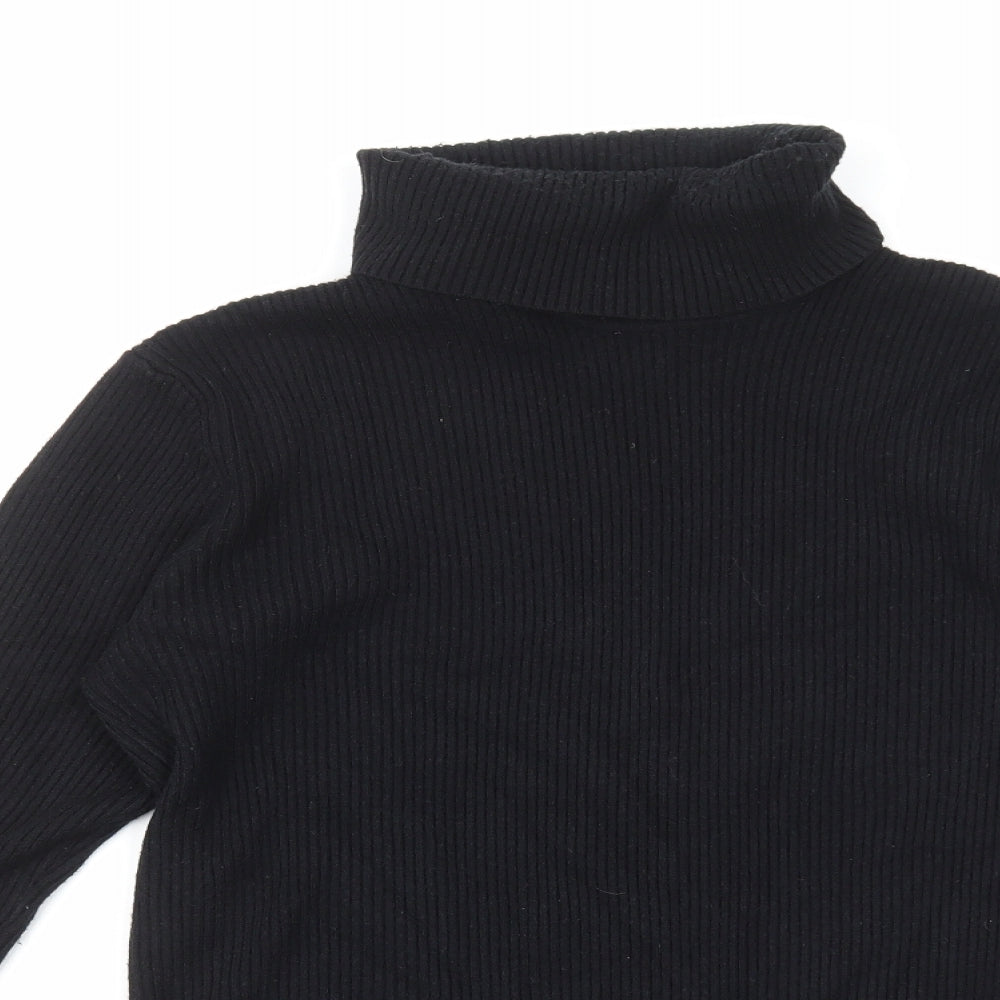 Coodrony Womens Black Roll Neck Cotton Pullover Jumper Size 2XL