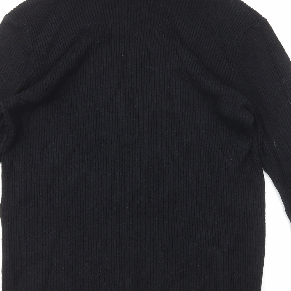 Coodrony Womens Black Roll Neck Cotton Pullover Jumper Size 2XL