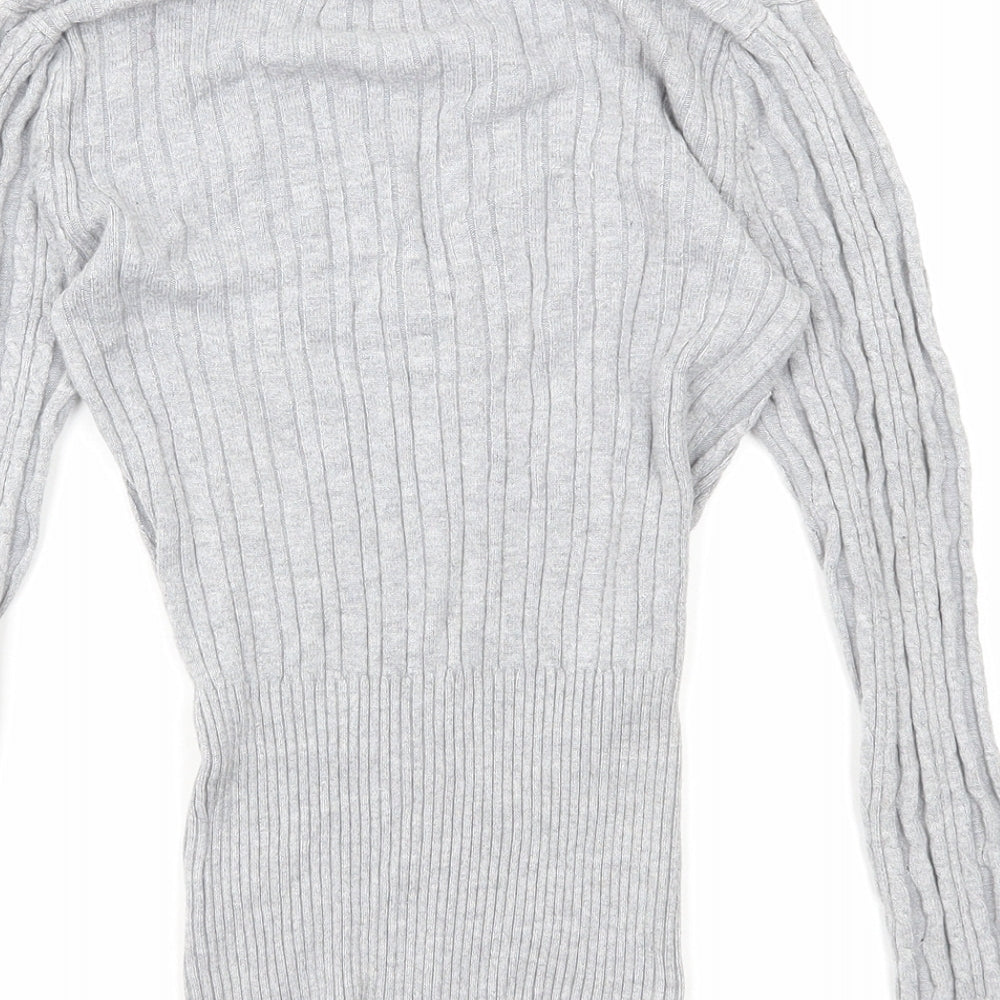 Jane Norman Womens Grey V-Neck Viscose Pullover Jumper Size 8