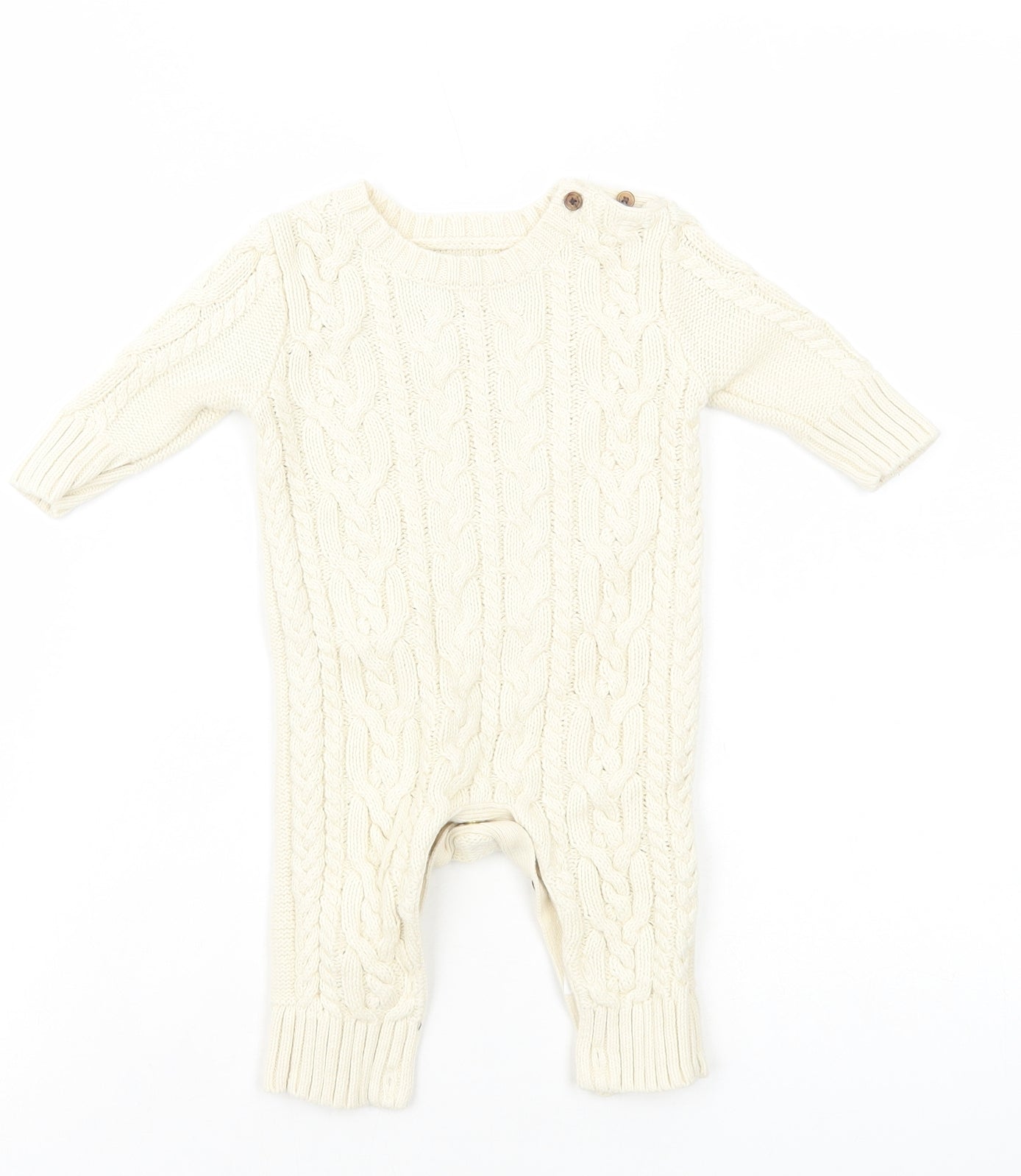 Gap Boys Ivory Cotton Romper One-Piece Size 0-3 Months Button