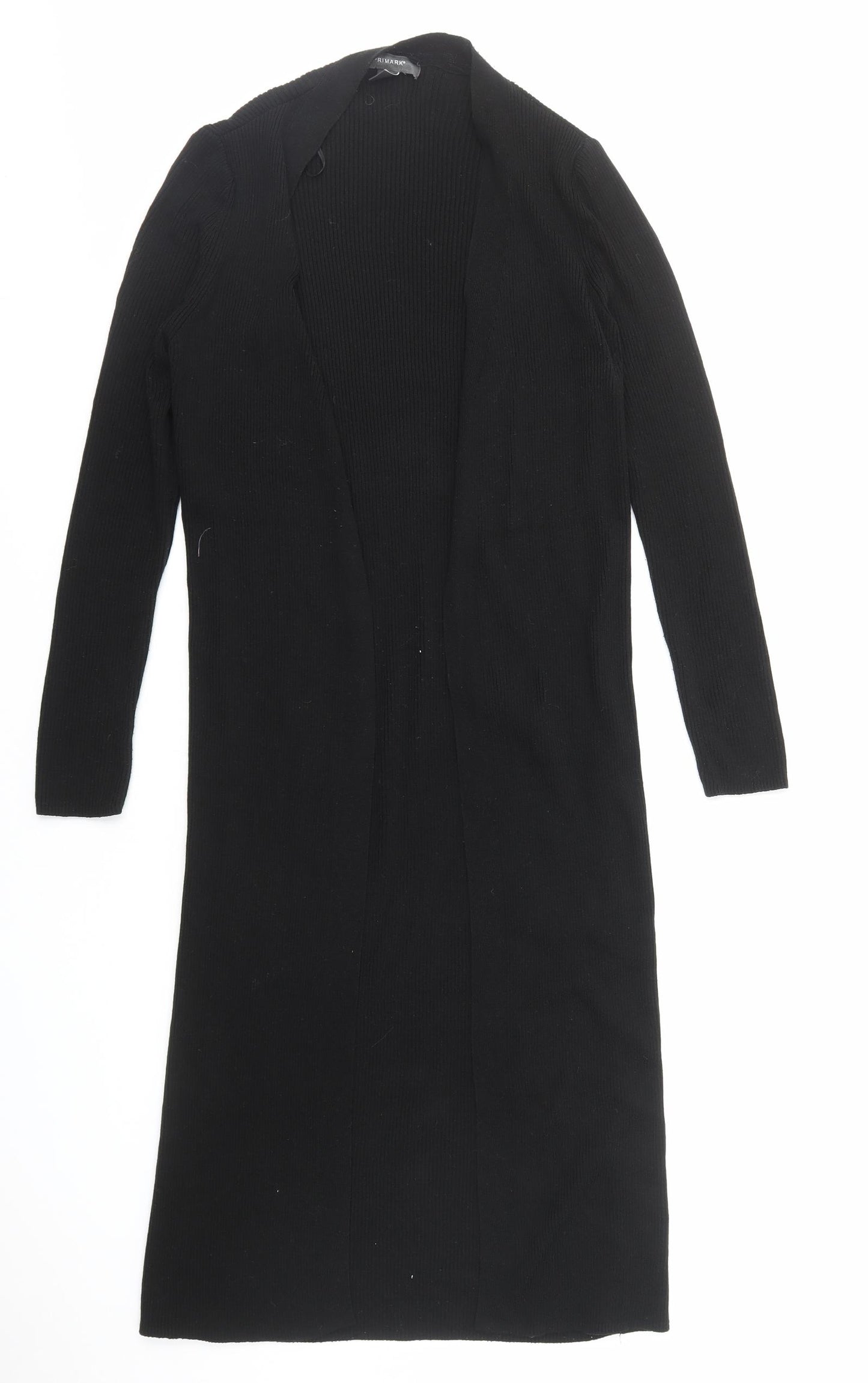 Primark Womens Black V-Neck Acrylic Cardigan Jumper Size 2XS - Longline