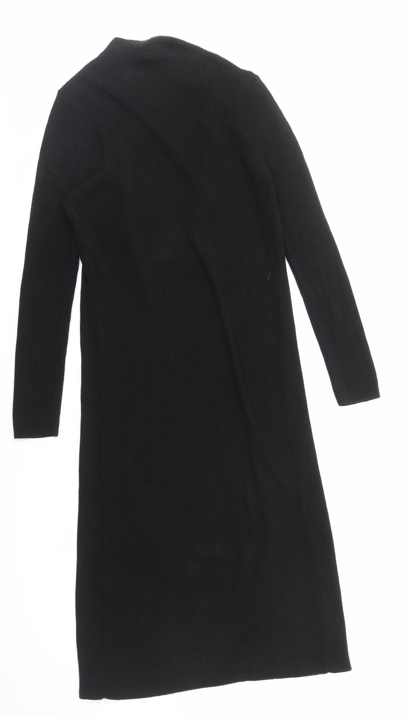 Primark Womens Black V-Neck Acrylic Cardigan Jumper Size 2XS - Longline