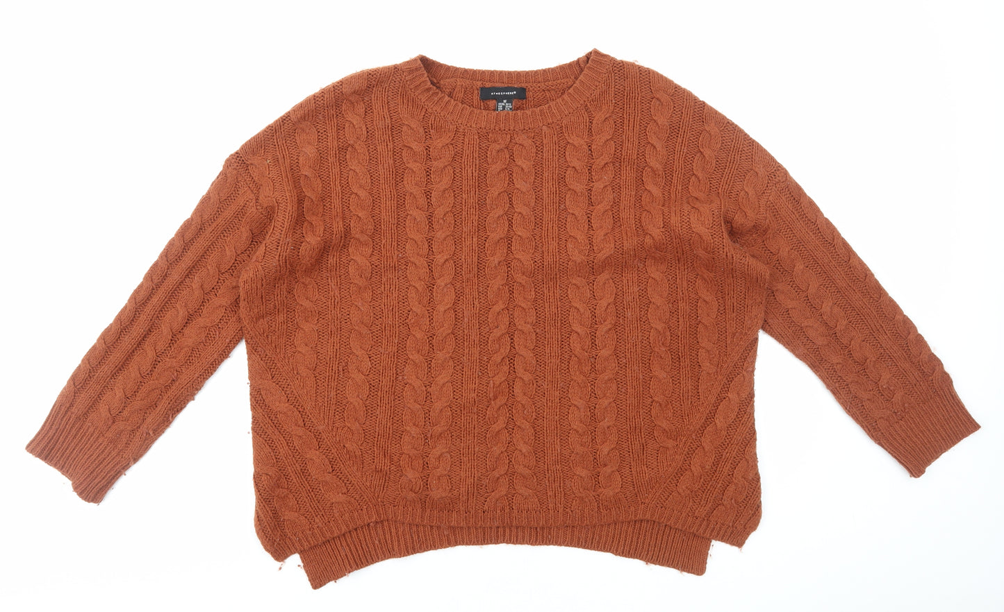 Primark Womens Orange Round Neck Acrylic Pullover Jumper Size M