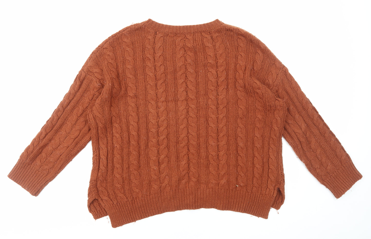 Primark Womens Orange Round Neck Acrylic Pullover Jumper Size M