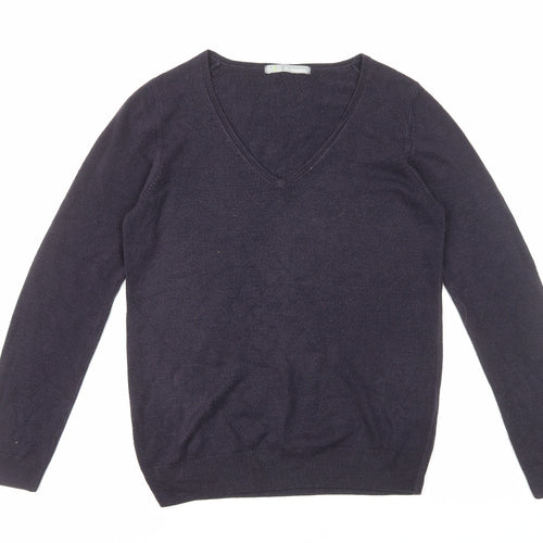 Marks and Spencer Womens Blue V-Neck Acrylic Pullover Jumper Size 10
