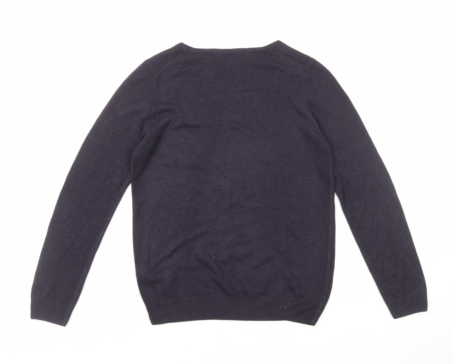 Marks and Spencer Womens Blue V-Neck Acrylic Pullover Jumper Size 10