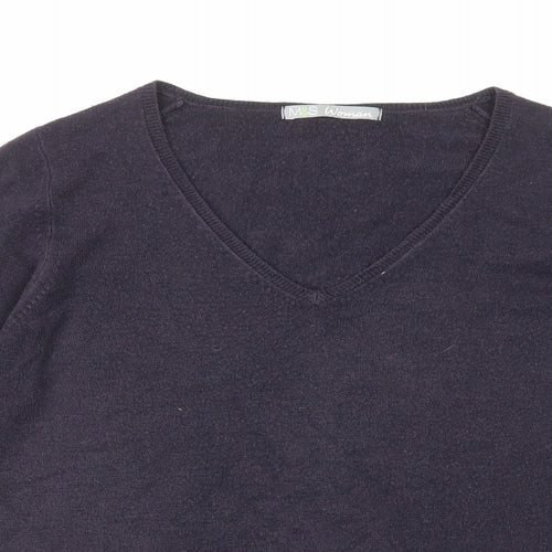Marks and Spencer Womens Blue V-Neck Acrylic Pullover Jumper Size 10