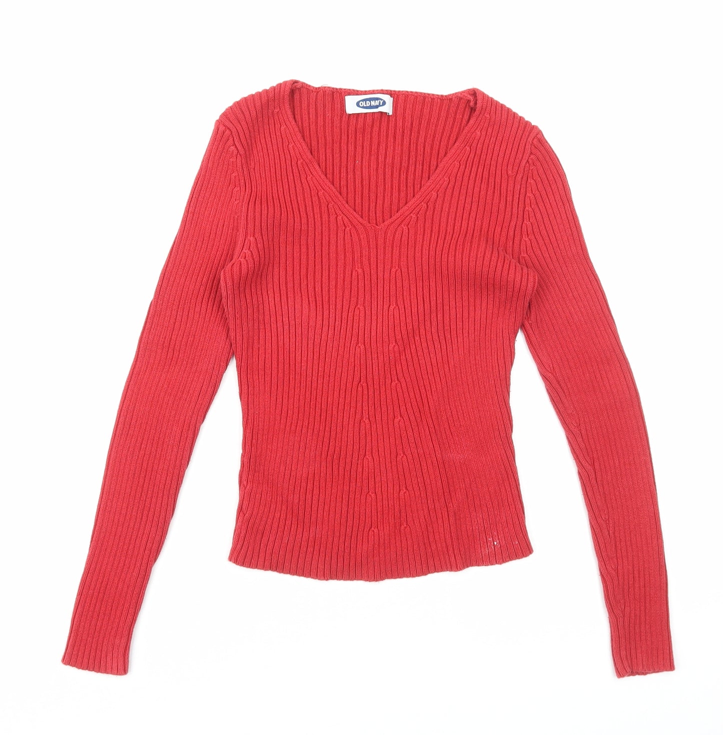 Old Navy Womens Red V-Neck Acrylic Pullover Jumper Size S