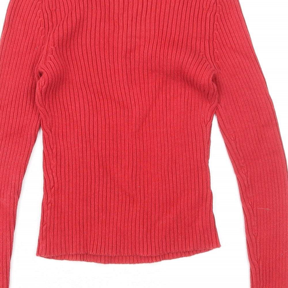 Old Navy Womens Red V-Neck Acrylic Pullover Jumper Size S