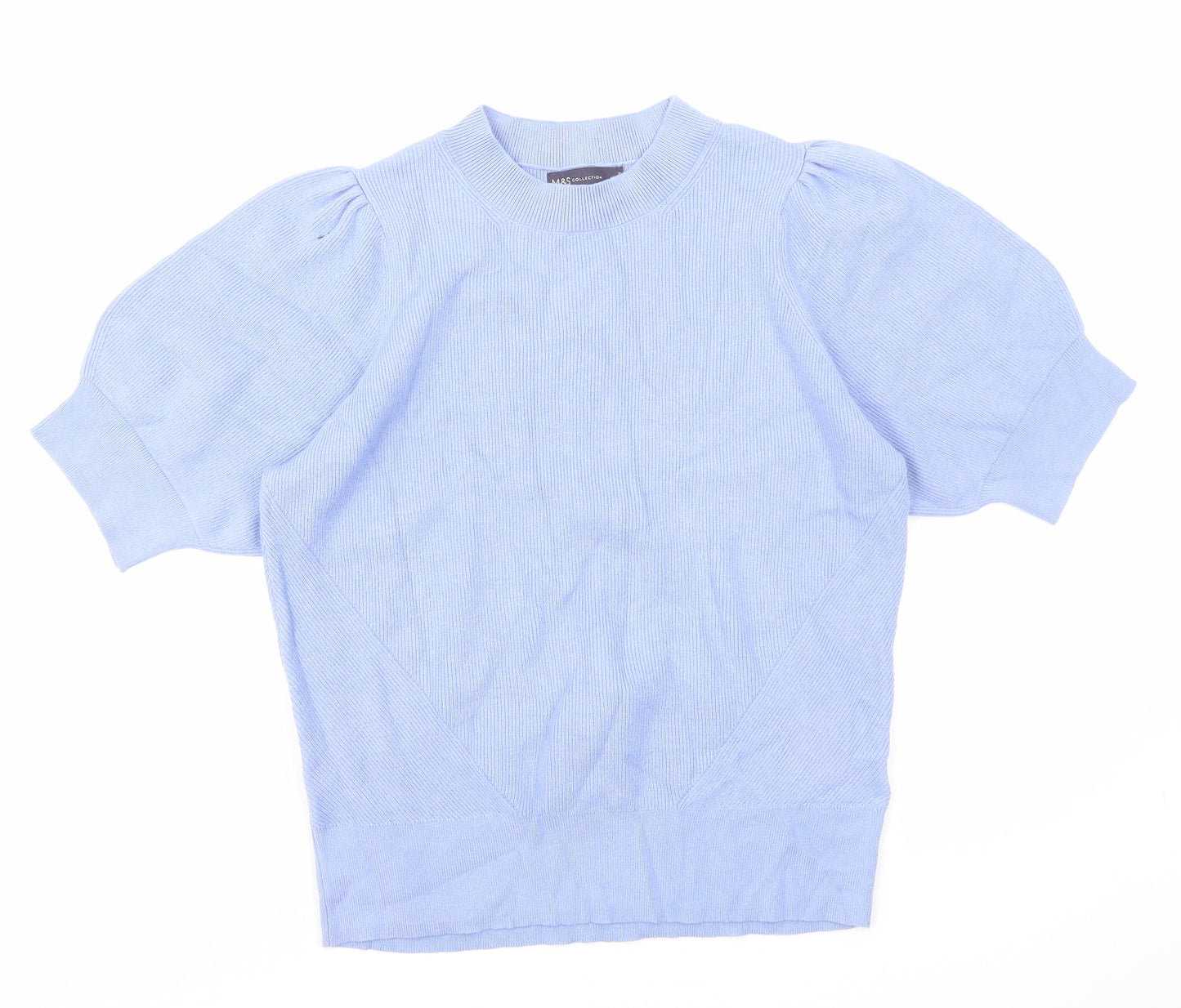 Marks and Spencer Womens Blue Viscose Basic Blouse Size 16 Round Neck