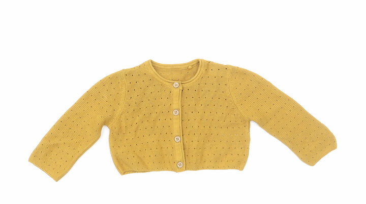 TU Baby Yellow Cotton Cardigan Jumper Size 0-3 Months Button