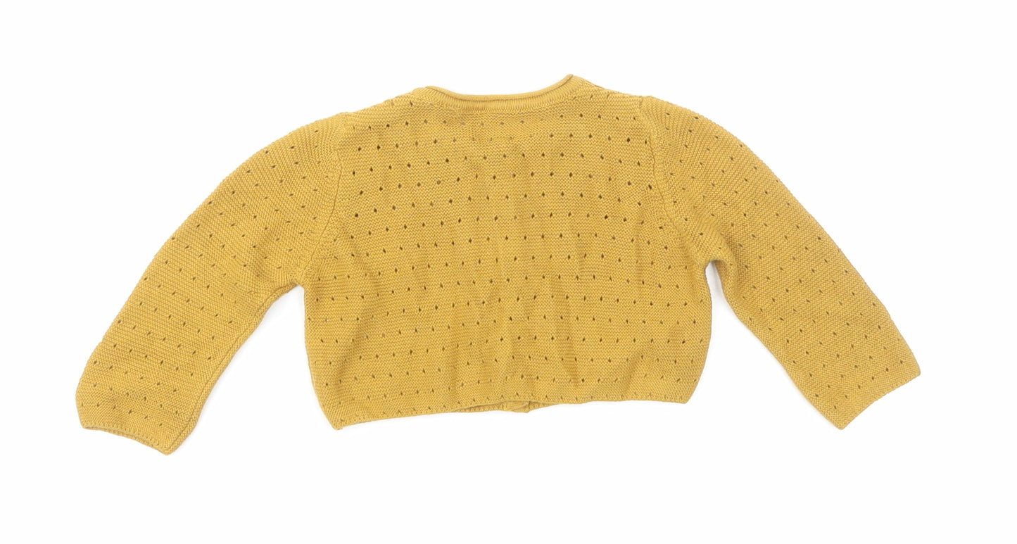 TU Baby Yellow Cotton Cardigan Jumper Size 0-3 Months Button
