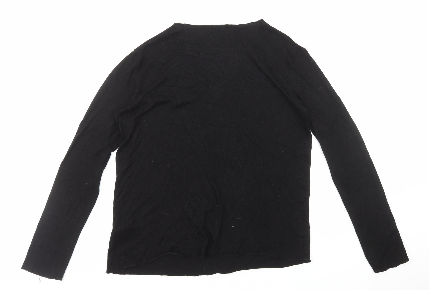 Zara Womens Black V-Neck Viscose Pullover Jumper Size L