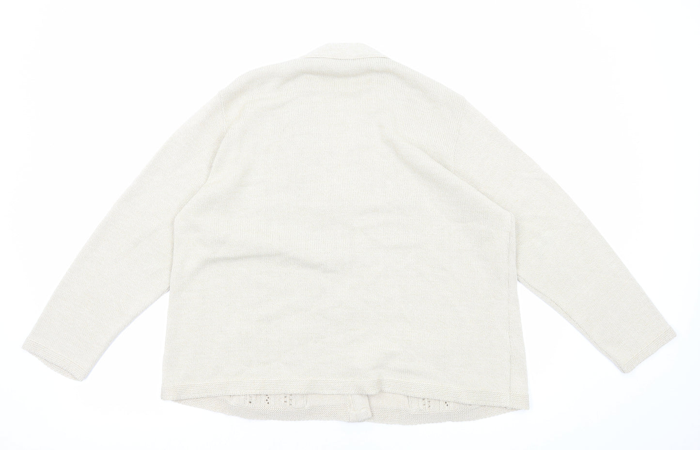 Florida Womens Beige V-Neck Acrylic Cardigan Jumper Size L