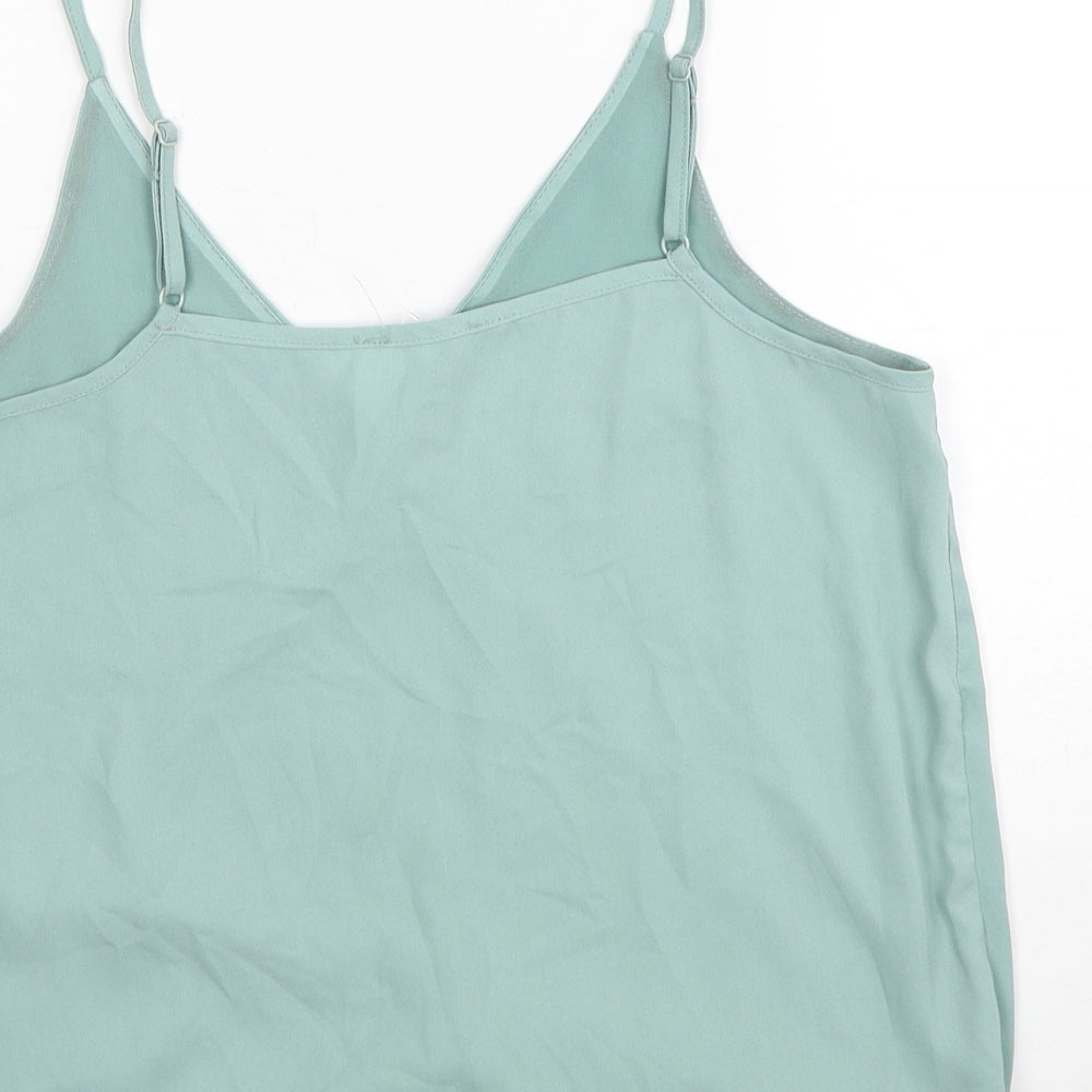 George Womens Blue Polyester Basic Tank Size 12 V-Neck