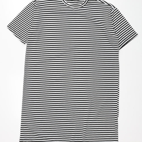 Bigdart Womens Black Striped Polyester T-Shirt Dress Size 8 Crew Neck Pullover