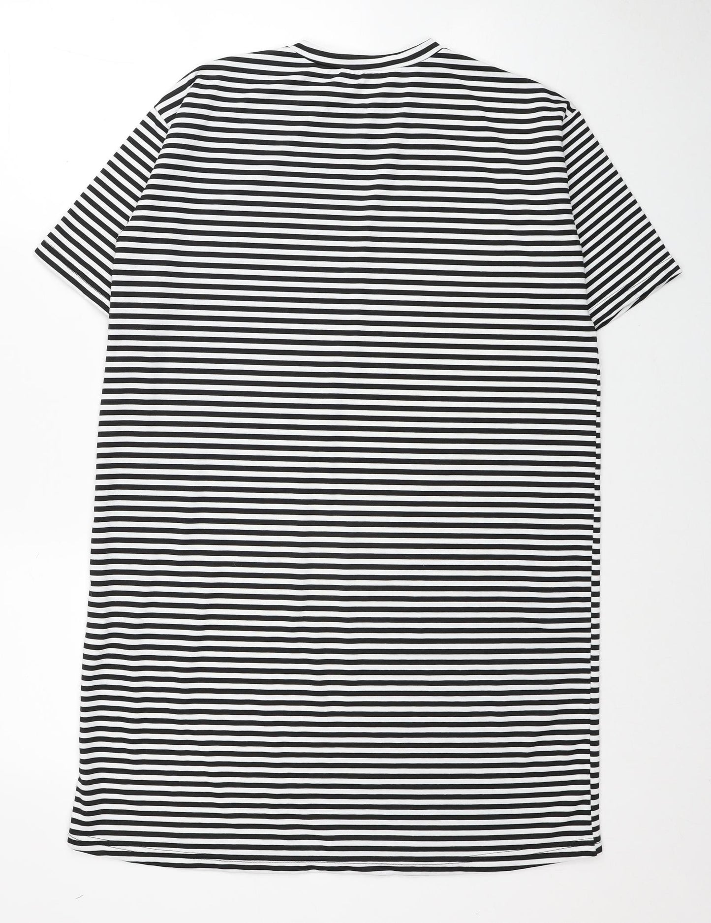 Bigdart Womens Black Striped Polyester T-Shirt Dress Size 8 Crew Neck Pullover