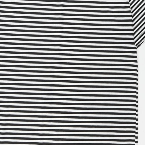 Bigdart Womens Black Striped Polyester T-Shirt Dress Size 8 Crew Neck Pullover