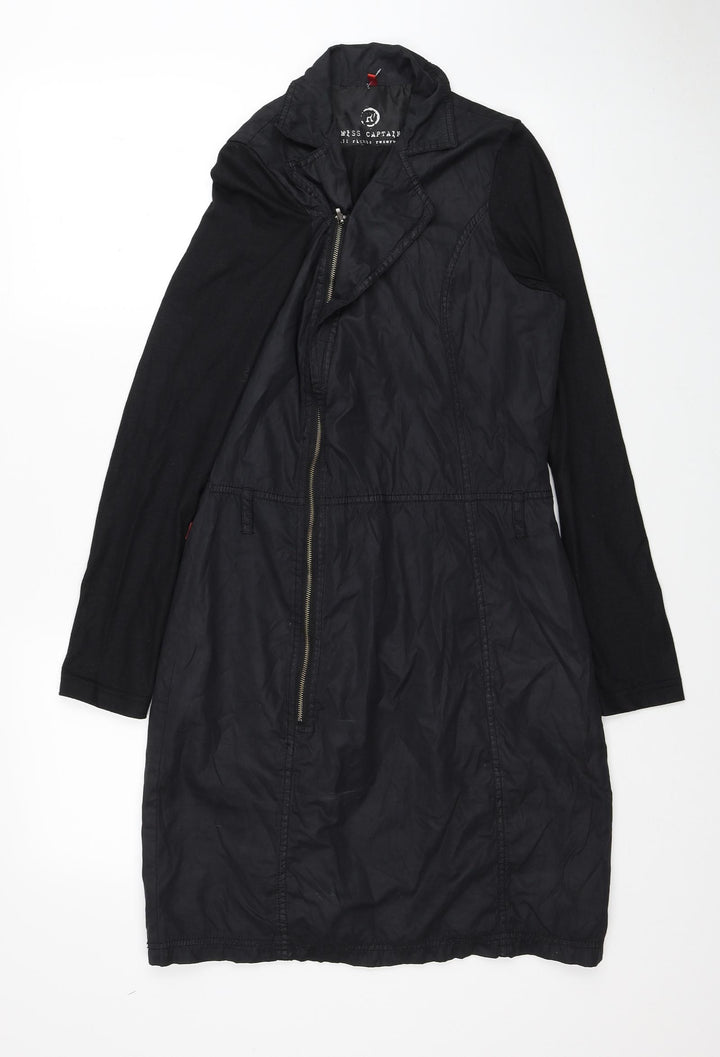 Miss Captain Womens Black Polyester Jacket Dress Size 8 Collared Zip