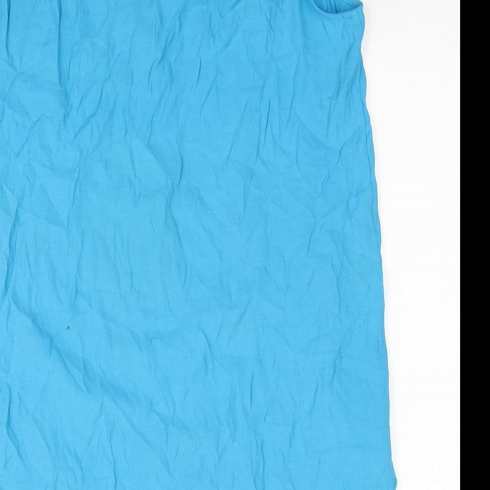 Monsoon Womens Blue Viscose Basic Blouse Size 12 Round Neck