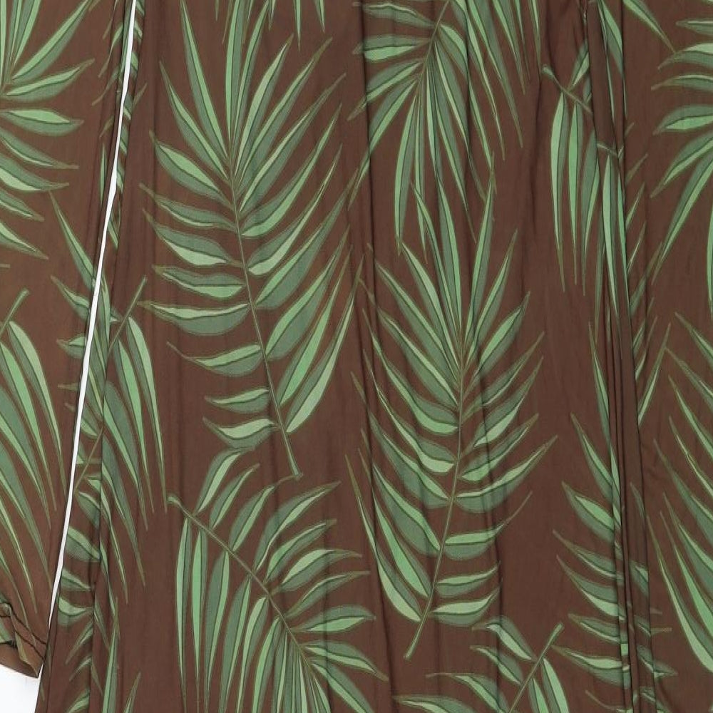 Missguided Womens Brown Floral Polyester Wrap Dress Size 12 V-Neck Tie