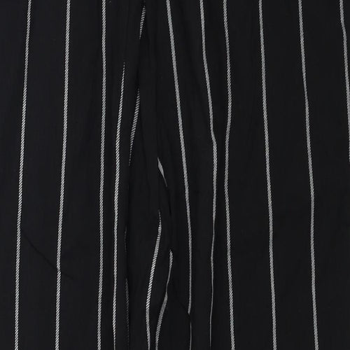 PRETTYLITTLETHING Womens Black Geometric Viscose Trousers Size 8 Regular Drawstring