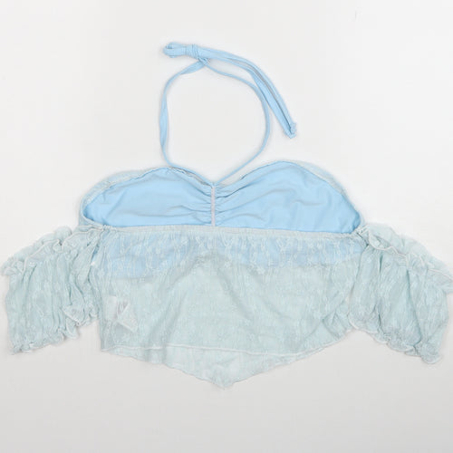 ROMWE Womens Blue Polyester Cropped Blouse Size 10 Sweetheart