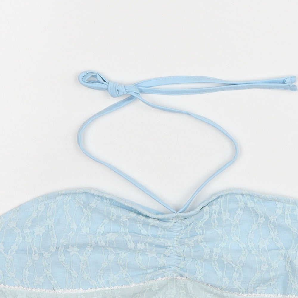 ROMWE Womens Blue Polyester Cropped Blouse Size 10 Sweetheart