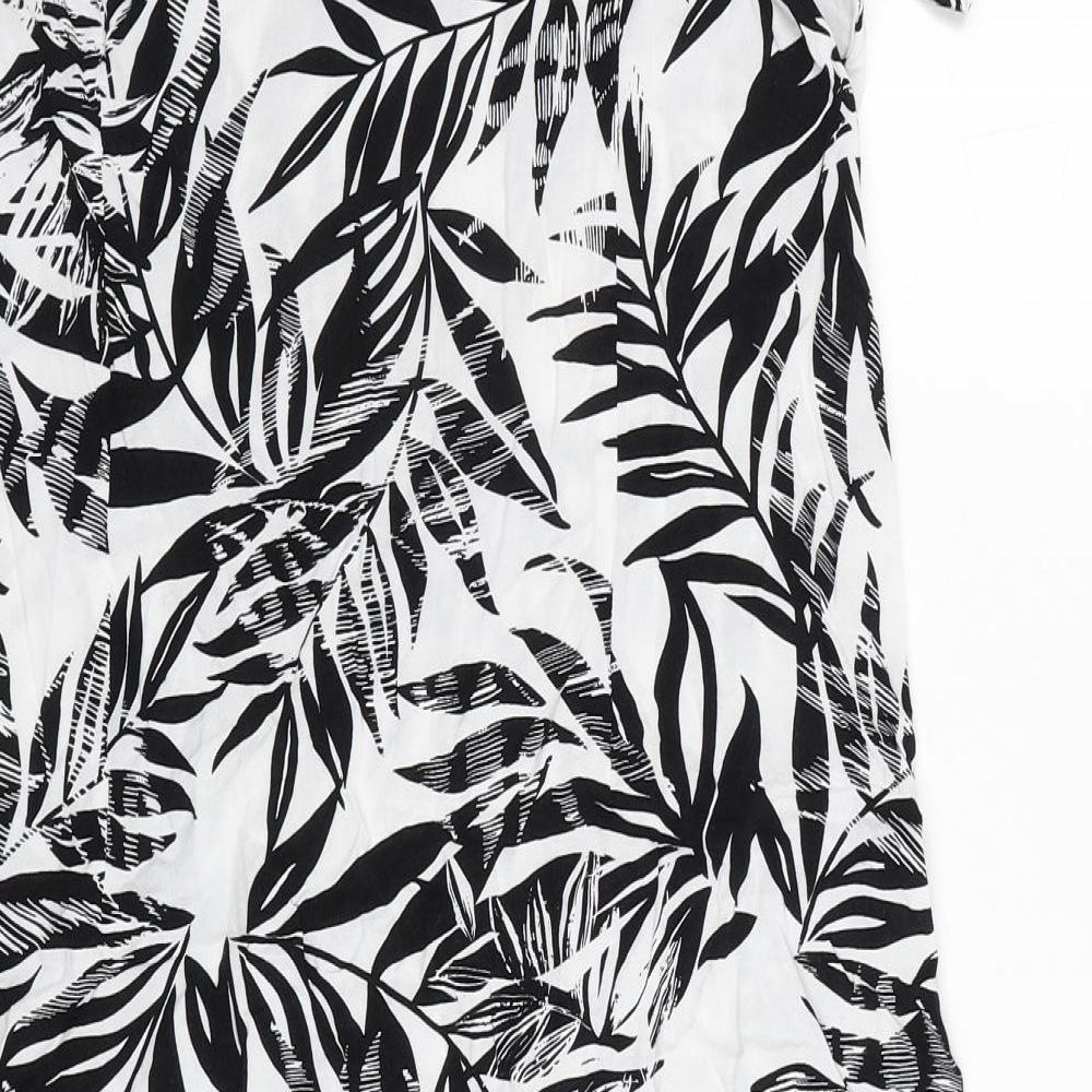 Damart Womens White Floral Viscose Shift Size 16 V-Neck Pullover