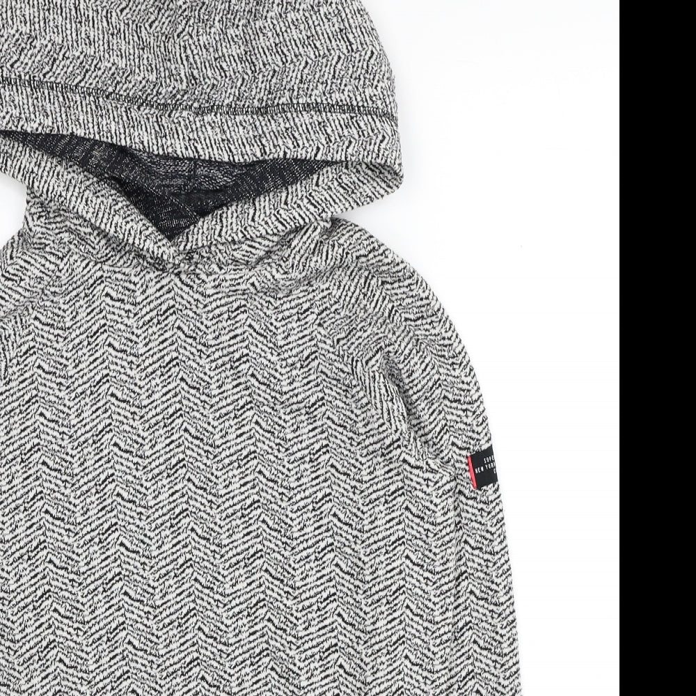 Superdry Womens Grey Geometric Cotton Pullover Hoodie Size S Pullover