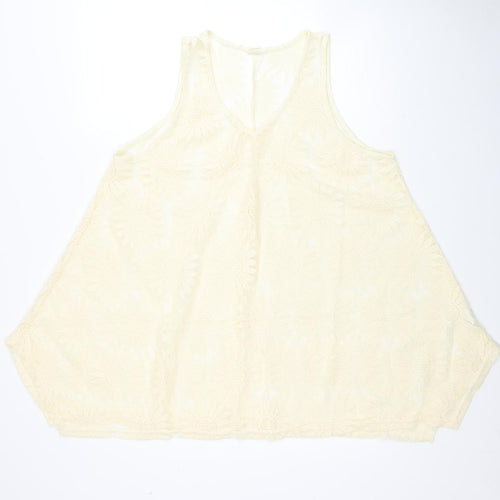 Exist Womens Yellow Floral Polyester Basic Blouse Size M V-Neck