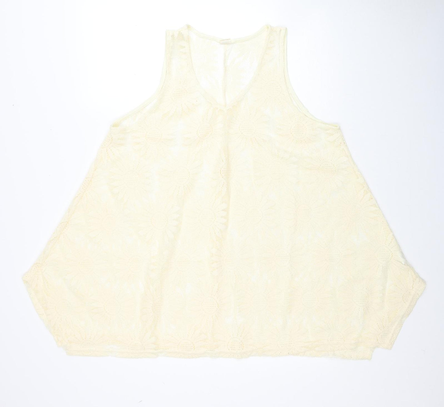 Exist Womens Yellow Floral Polyester Basic Blouse Size M V-Neck