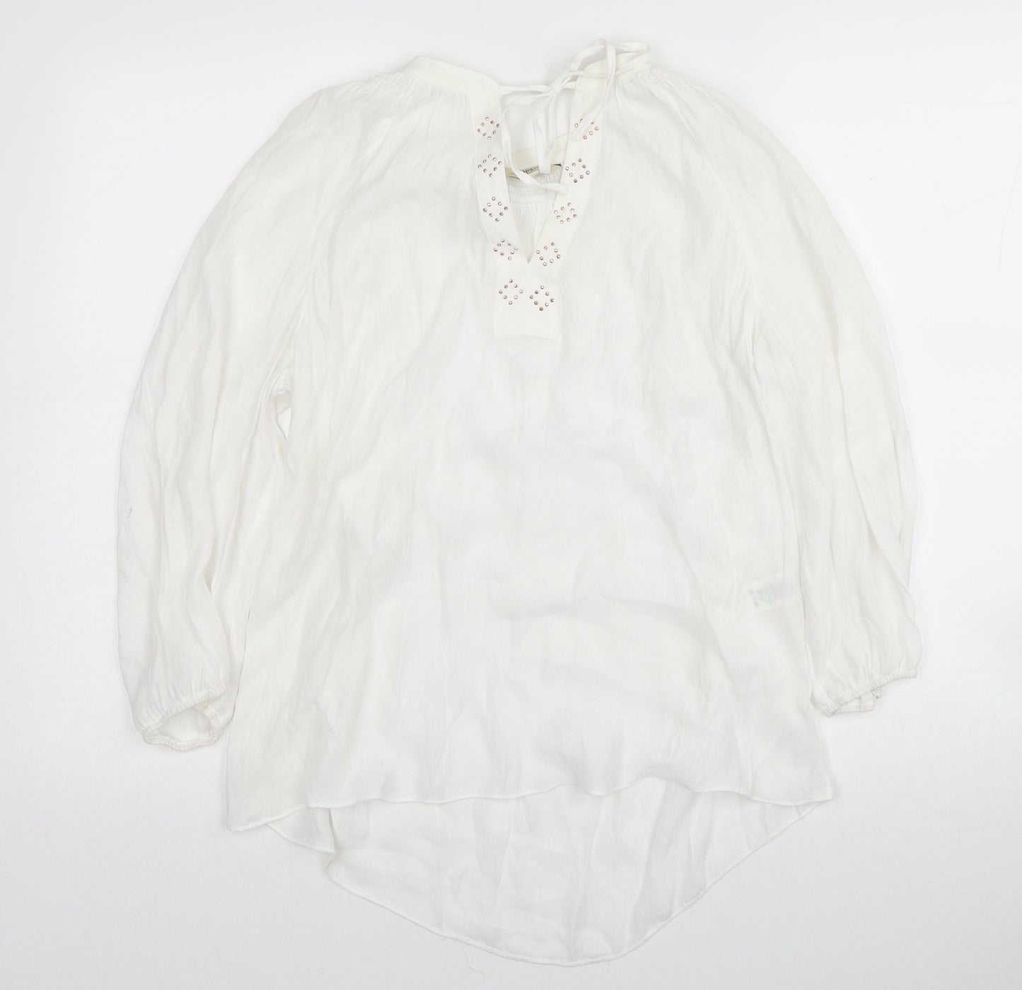 Papaya Womens White Viscose Basic Blouse Size 14 V-Neck