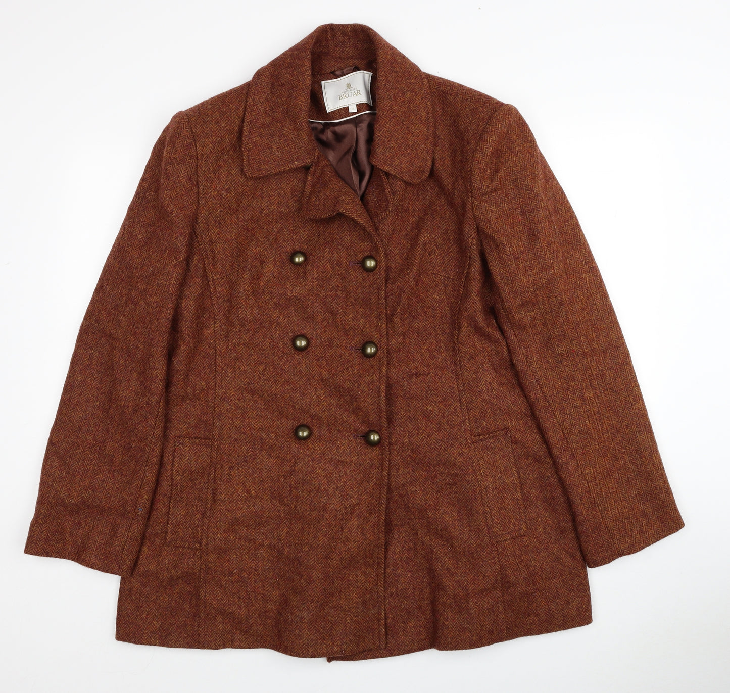 House Of Bruar Womens Brown Pea Coat Jacket Size 18 Button