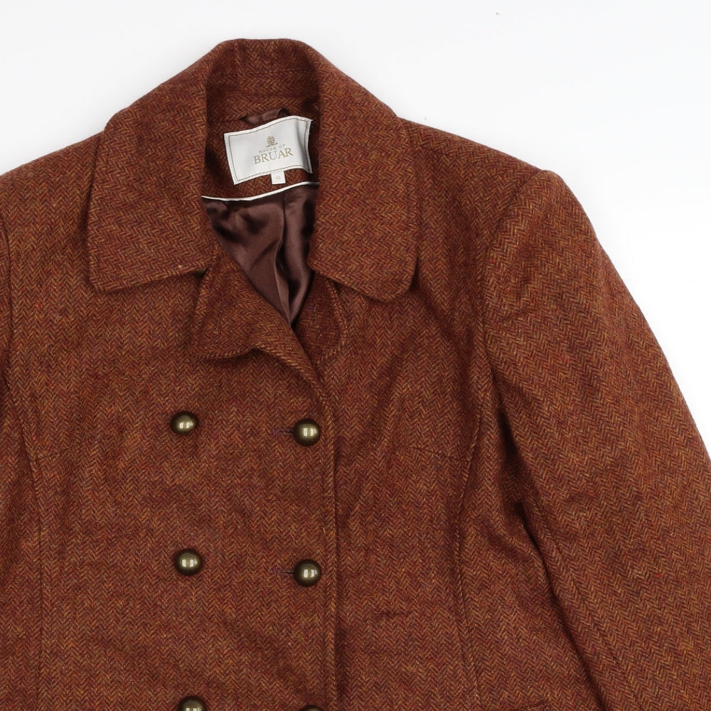 House Of Bruar Womens Brown Pea Coat Jacket Size 18 Button