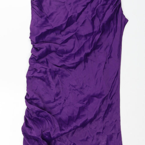Zara Womens Purple Viscose Bodycon Size M Cowl Neck Pullover - Chain Straps