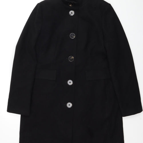 Marks and Spencer Womens Black Parka Coat Size 12 Button