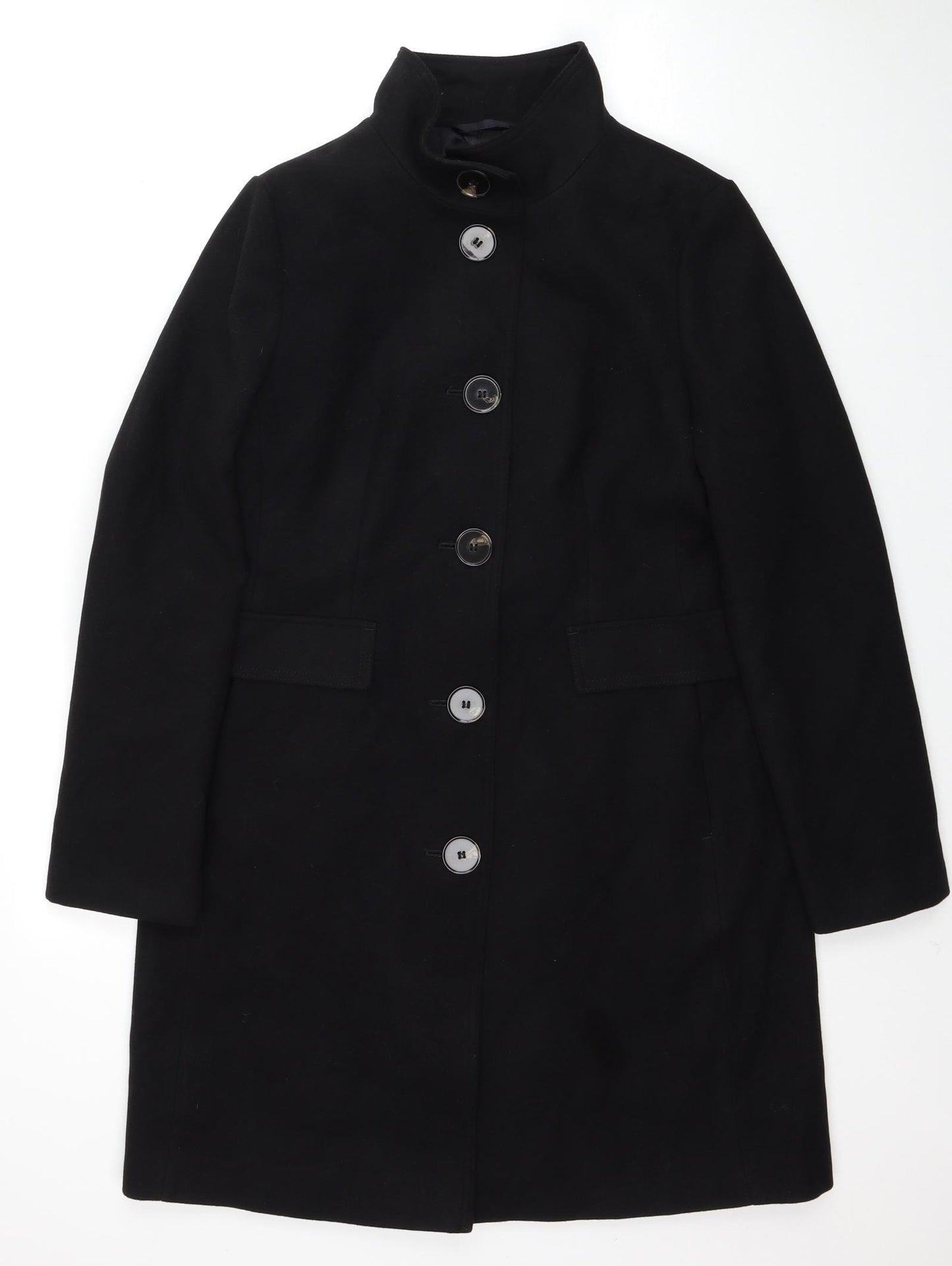 Marks and Spencer Womens Black Parka Coat Size 12 Button