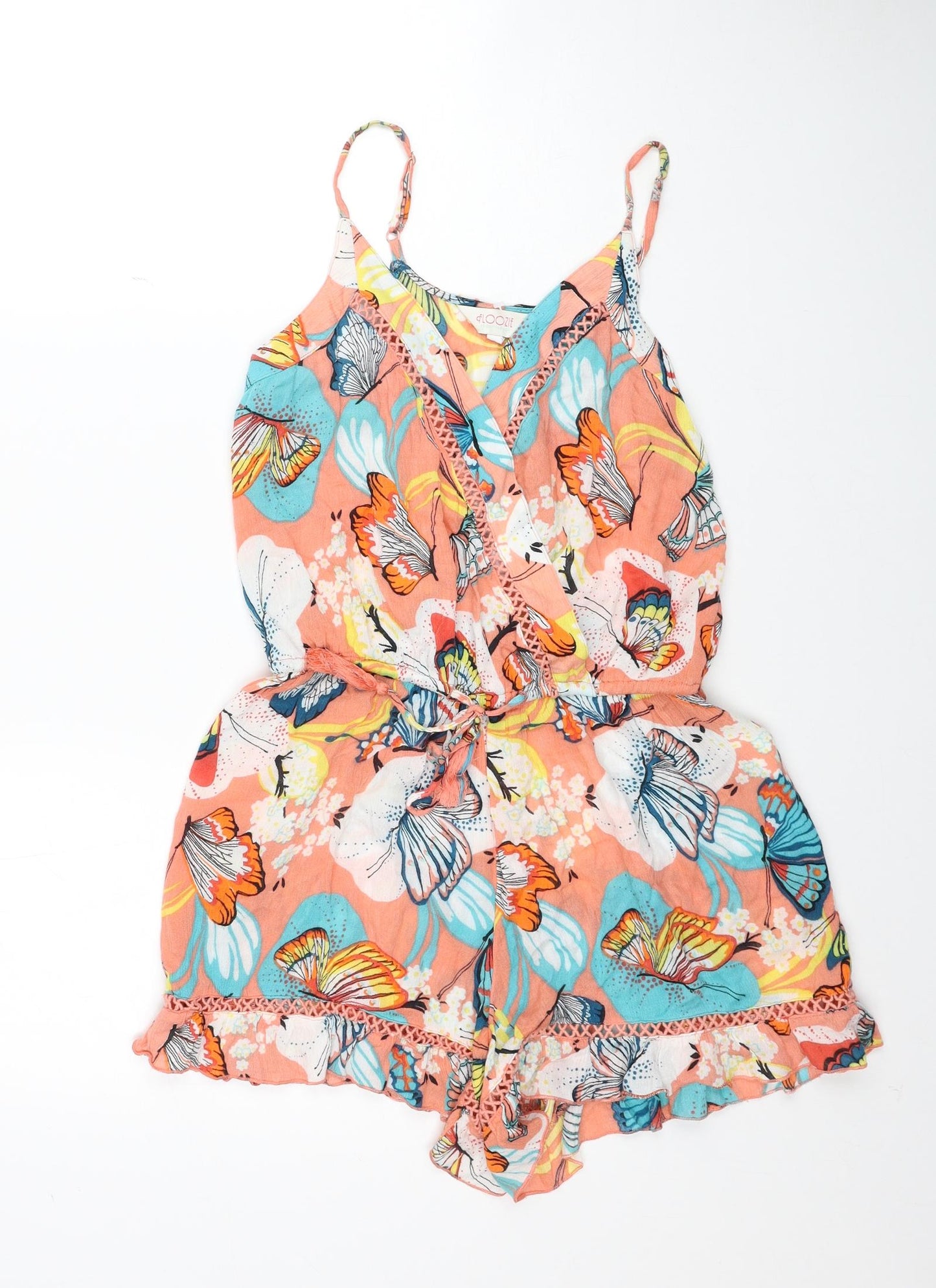 Frost French Womens Multicoloured Geometric Viscose Playsuit One-Piece Size S Pullover - Butterfly Pattern