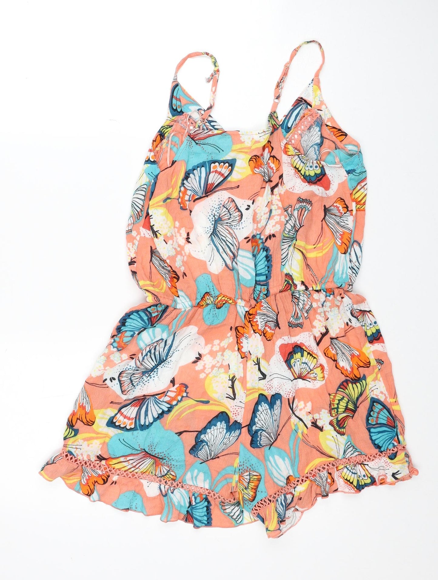 Frost French Womens Multicoloured Geometric Viscose Playsuit One-Piece Size S Pullover - Butterfly Pattern