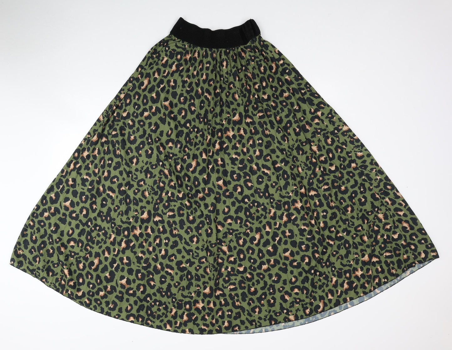 Made in Italy Womens Green Animal Print Viscose Flare Skirt One Size